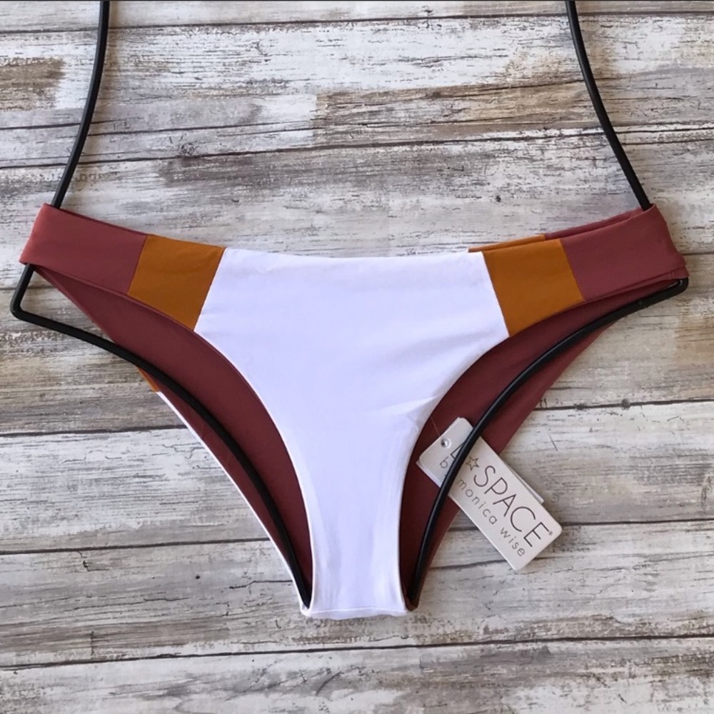 L*Space White Color Block MIA Bikini Bottom
